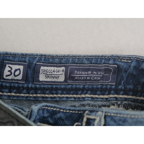 Miss Me Thick Stitched Pocket Dark Wash Straight Leg Jeans‎ Sz30 JP5014SK-4 - Picture 12 of 14